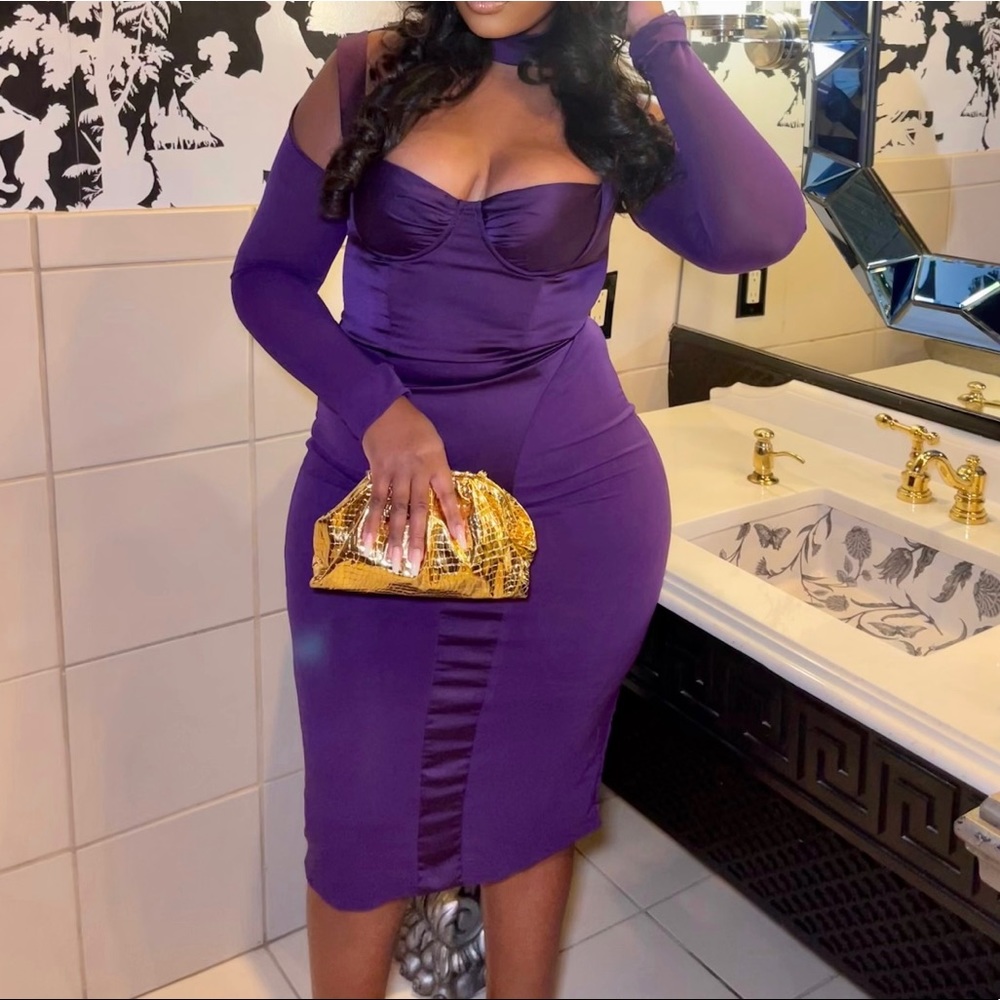 House of CB Talika Grape Corset MIDI Dress